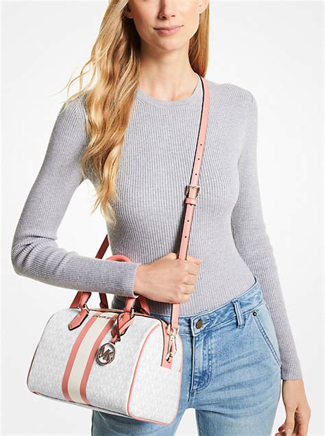 michael kors bedford small logo stripe satchel|Bedford Small Logo Stripe Satchel .